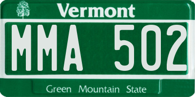 VT license plate MMA502