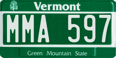 VT license plate MMA597