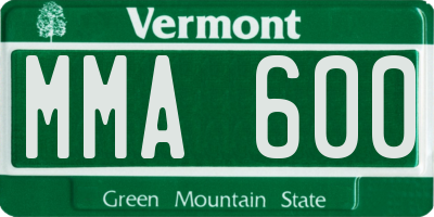 VT license plate MMA600