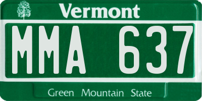 VT license plate MMA637