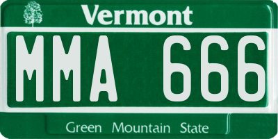 VT license plate MMA666