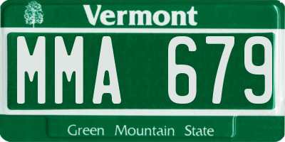 VT license plate MMA679