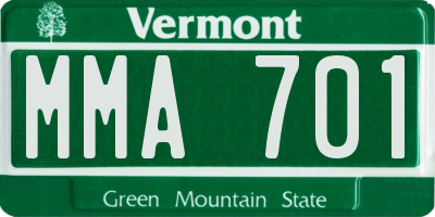 VT license plate MMA701