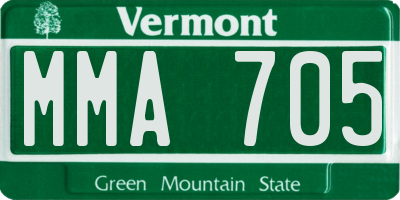 VT license plate MMA705
