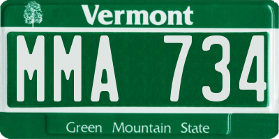 VT license plate MMA734