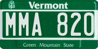VT license plate MMA820