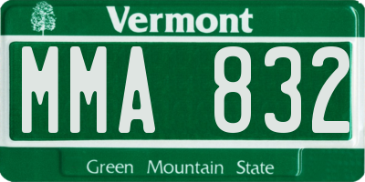 VT license plate MMA832