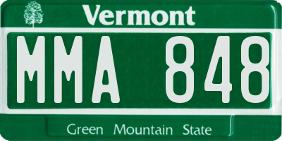 VT license plate MMA848