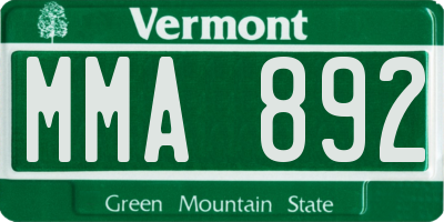 VT license plate MMA892