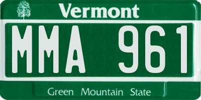 VT license plate MMA961