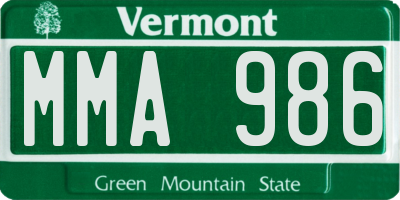 VT license plate MMA986