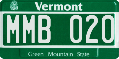 VT license plate MMB020