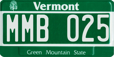 VT license plate MMB025