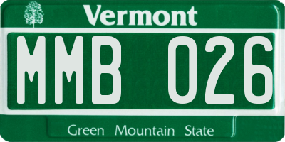 VT license plate MMB026