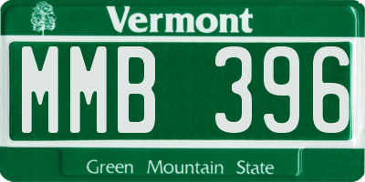 VT license plate MMB396