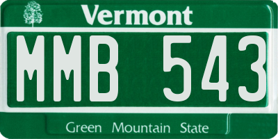 VT license plate MMB543