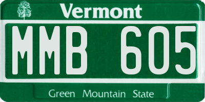 VT license plate MMB605