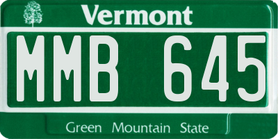 VT license plate MMB645