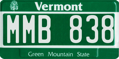 VT license plate MMB838