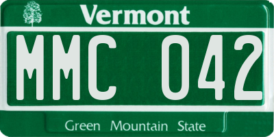 VT license plate MMC042