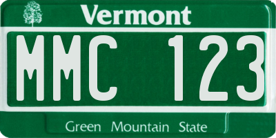 VT license plate MMC123