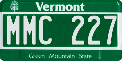 VT license plate MMC227
