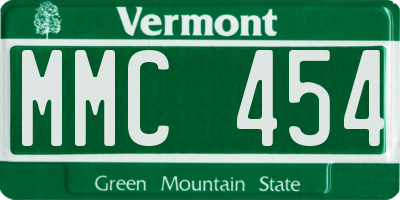 VT license plate MMC454