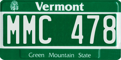 VT license plate MMC478