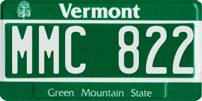 VT license plate MMC822