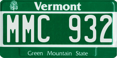 VT license plate MMC932