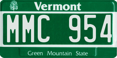 VT license plate MMC954