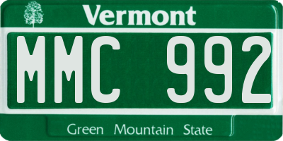 VT license plate MMC992