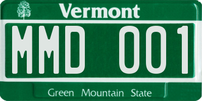 VT license plate MMD001