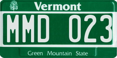 VT license plate MMD023