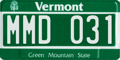 VT license plate MMD031