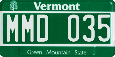 VT license plate MMD035