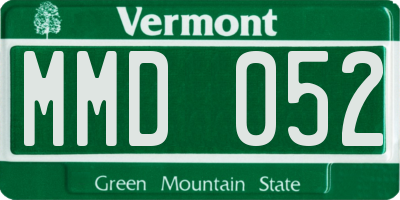 VT license plate MMD052