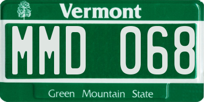 VT license plate MMD068