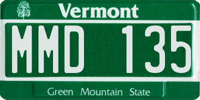 VT license plate MMD135