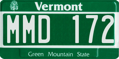 VT license plate MMD172