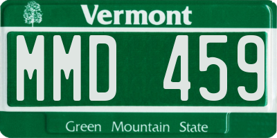 VT license plate MMD459