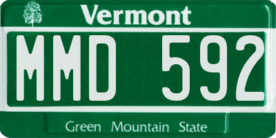 VT license plate MMD592