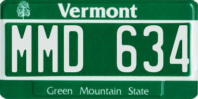 VT license plate MMD634