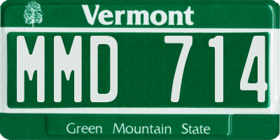 VT license plate MMD714
