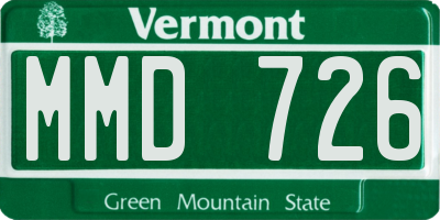 VT license plate MMD726