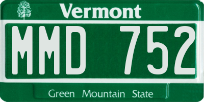 VT license plate MMD752