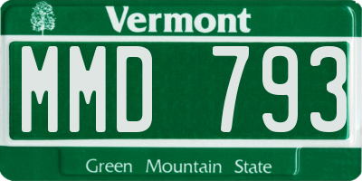 VT license plate MMD793