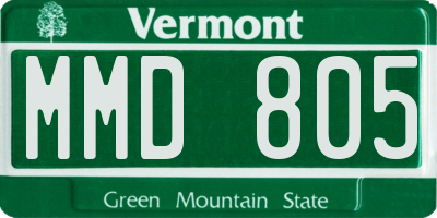 VT license plate MMD805