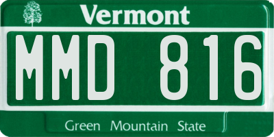 VT license plate MMD816