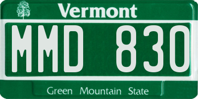 VT license plate MMD830